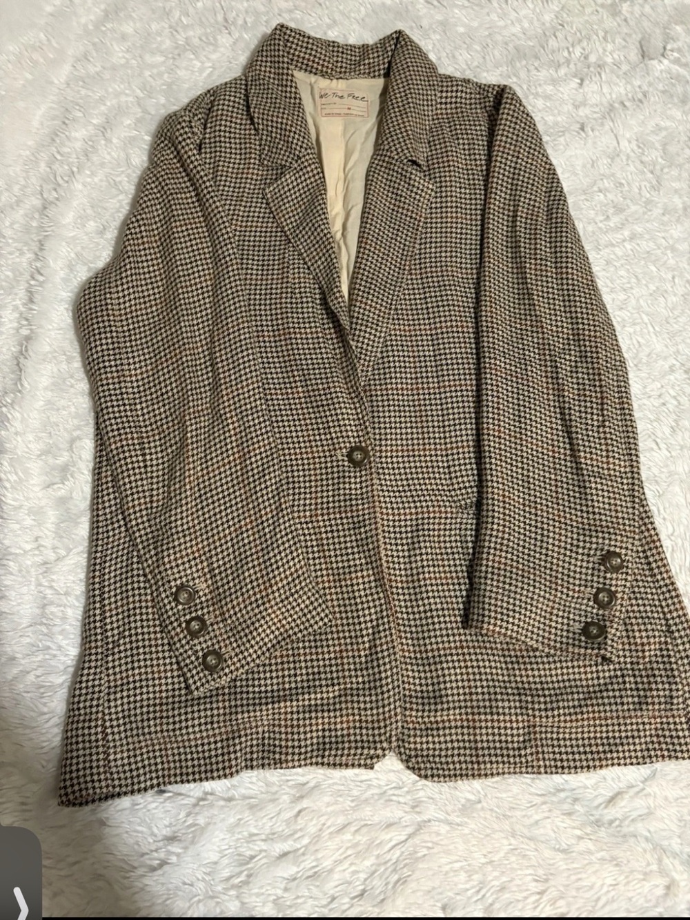 Free People We The Free Brown-Beige Plaid Beckett Boyfriend One
Button Blazer M - Picture 3 of 11